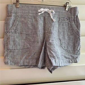 Athleta Striped Navy and White Women's Linen Shorts